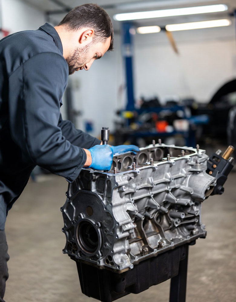 BMW cylinder head removal for head gasket repair at The HAUS Auto independent specialist Culver City CA